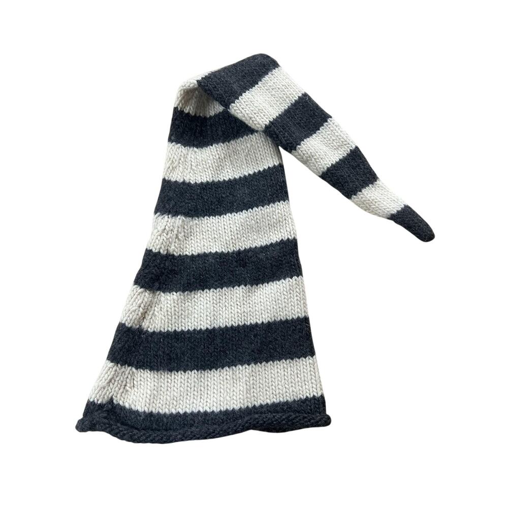 J.CREW Beanie Womens One Size Gray Cream Wool Striped Long Elf Hat Winter